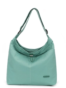 Sac bandoulière minimaliste en nylon vert menthe avec cordon et sangle réglable