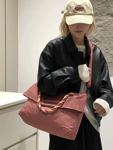 Grand Sac Fourre-tout en Nylon pour Femmes Corde Tressée Sac à Bandoulière Mode pour Voyage Travail École Quotidien