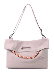 Grand sac fourre-tout de voyage rose poudré avec corde colorée et bandoulière réglable