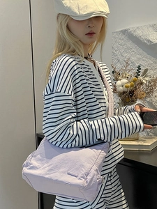 Women's Casual Waterproof Nylon Crossbody Bag Minimalist Scrunchie Strap Drawstring Pleated Shoulder Bag Hobo Handbag