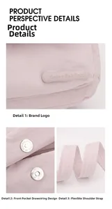 Detail view of the nylon bag showing the Colorful Fox logo, magnetic buckle and reinforced strap