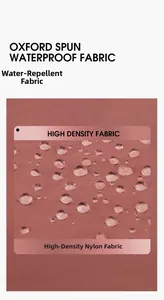 Macro view showing water-repellent lotus pink oxford fabric on a lightweight backpack