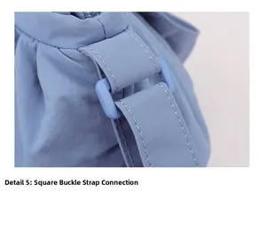 Detail der blauen Cloud-Bag mit robuster Schultergurt-Verbindung und eckiger Schnalle