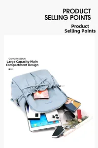 Detailed view of the large capacity main compartment showing storage for daily essentials