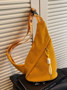 Women Canvas Triangle Chest Bag Adjustable Letter Strap Casual Sling Bag Streetwear Crossbody Bag Fashion Zipper Shoulder Bag