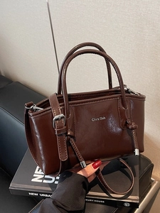 Borsa Tote Retrò Donna in Pelle PU Lucida Con Manici Annodati Tracolla Regolabile Pendolare Casuale Borsa a Tracolla Moda