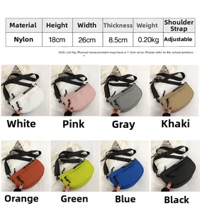 Tabella taglie e colori della borsa a sella in nylon con tracolla larga regolabile