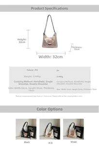 Detail showing versatile straps and cute animal embroidery on the PU leather tote bag