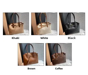 Detailed color matrix of large tote bags in khaki, white, black, brown and coffee colors