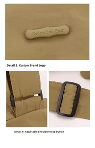 Details zur verstellbaren Schnalle und Logo-Nähten der Nylon-Reisetasche