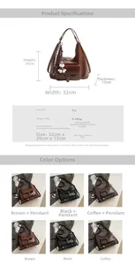 Detailed sizing chart and color guide for versatile PU leather large tote bag