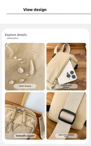 Waterproof nylon bag details featuring smooth zippers and adjustable shoulder straps