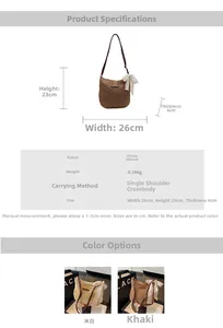 Detailed size specifications and material view of the woven straw crossbody bucket bag