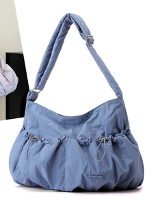 Large Capacity Nylon Pleated Crossbody Bag For Women Water Repellent Puffer Cloud Tote Bag Casual Shoulder Bag For Travel Work