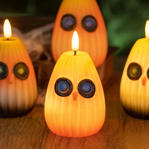 Bougie LED Hibou d'Halloween Drôle Veilleuse Lumineuse Ornement de Bureau Décoration d'Ambiance de Fête de Festival à Domicile