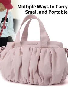 Rosafarbene Cloud-Handtasche für Damen mit Falten-Design und leichten Doppelgriffen