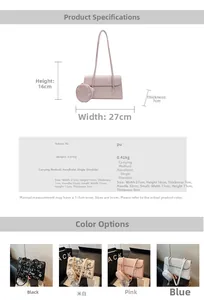 Détail de l'ensemble sac à bandoulière en cuir PU à la mode avec petit porte-monnaie rond