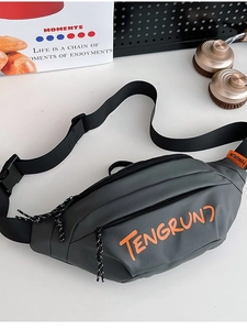 Sac bandoulière gris foncé minimaliste avec logo orange et bandoulière de sport