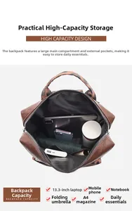 Detailed interior storage showing a 13.3-inch laptop compartment in a leopard print bag