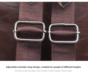 Detail of adjustable leopard print backpack shoulder straps with metallic silver buckles