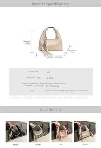 Spécifications de taille et options de couleur pour le sac en cuir ciré style hobo