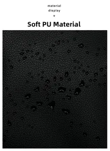 Dettaglio macro della texture in pelle PU nera impermeabile con gocce d'acqua nitide