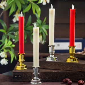 Elegant LED flameless candle set with gold and silver vintage holders for home decor
