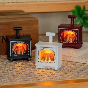 Miniature Fireplace LED Light Dollhouse Accessories Retro Simulation Fire Flame Candle Lamp PP For Home Party Christmas Desktop Decoration