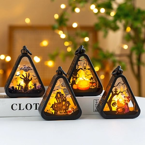 Halloween LED Lantaarn Pompoen Heks Kasteel Zombiehand Patronen Voor Feest Thuis Tafel Decoratieve Silhouet Lantaarn