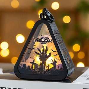 Halloween decoratieve lantaarn met LED-licht, eng zombie- en begraafplaatsmotief, 100 tek.
