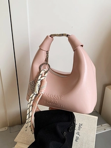 Sac Hobo en Cuir PU pour Femmes Demi-Lune Avec Pendentif Raquette de Tennis Corde Tressée Sac à Épaule Polyvalent Urbain