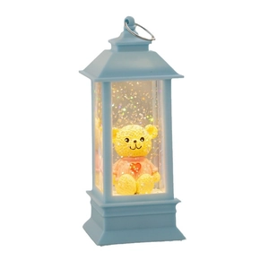 Blue LED glitter lantern featuring a cute cartoon bear for romantic home decor