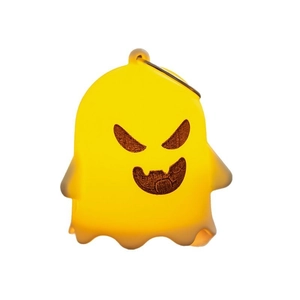 Leuchtende gelbe Halloween Geist-Laterne Dekoration mit Aufhängering auf weißem Grund