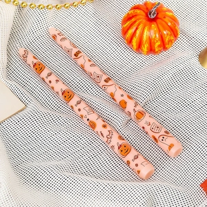 Halloween decorative soy wax candle sticks with pumpkin ghost and bat prints