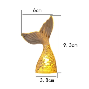 Detailed size specifications for the mermaid tail LED night light showing 9.3cm height