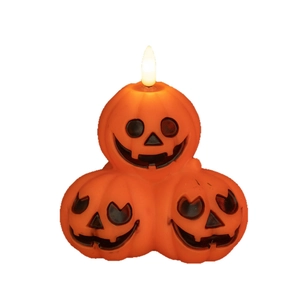 Three-tier stacked Jack-o'-lantern pumpkin lamp with LED light for Halloween decoration