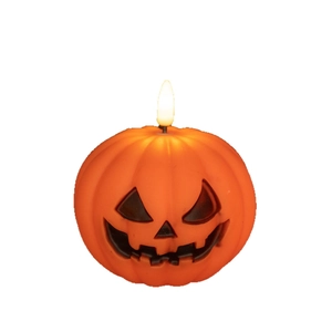 Lampada a candela LED a zucca di Halloween con volto intagliato per decorazione feste
