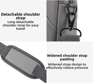 Détail de la bandoulière amovible avec coussinet et attaches en métal noir mat robuste