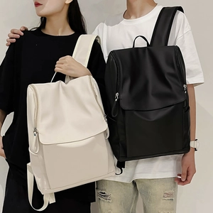 Sacs à dos pour ordinateur minimalistes en noir et blanc crème en tissu imperméable