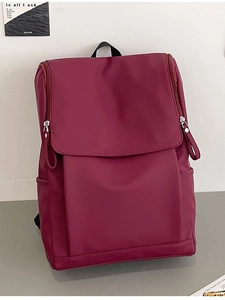 Sac à dos femme minimalist rouge foncé à rabat avec grande capacité et fermetures