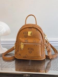 Women Mini Fashion Backpack Teddy Bear University Print PU Leather Preppy Small Travel Backpack Rucksack For Girls With Charm