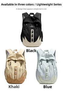 Détail des options de couleurs noir, kaki et bleu des sacs à dos en nylon imperméable