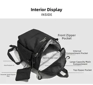 Internal view showing large main compartment and sponge padded laptop sleeve in black backpack