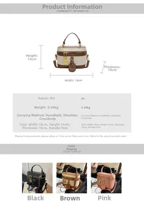 Detailed dimensions of the retro embossed box bag showing 18x13x10cm size specs