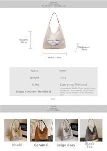 Guide des dimensions détaillées et échantillons de couleurs pour le grand sac fourre-tout