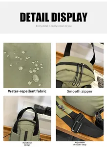 Detail of waterproof nylon fabric with droplets and smooth dual zippers on outdoor bag