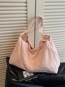 Large Capacity Women Tote Bag Lightweight Cloth Shoulder Bag Geometric Stitching Knot Decor Commuter Hobo Handbag For Daily