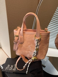 Vintage Star Embossed Women Bucket Bag Small PU Leather Handbag Casual Crossbody Bag Trendy Commuter Shoulder Bag