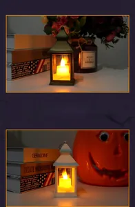 Λεπτομέρεια macro από φανάρια LED για το Halloween σε λευκό και μαύρο με φως κεριού