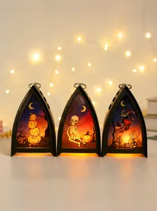 Halloween LED lanterns set with pumpkin, skeleton, and witch motifs for spooky decor